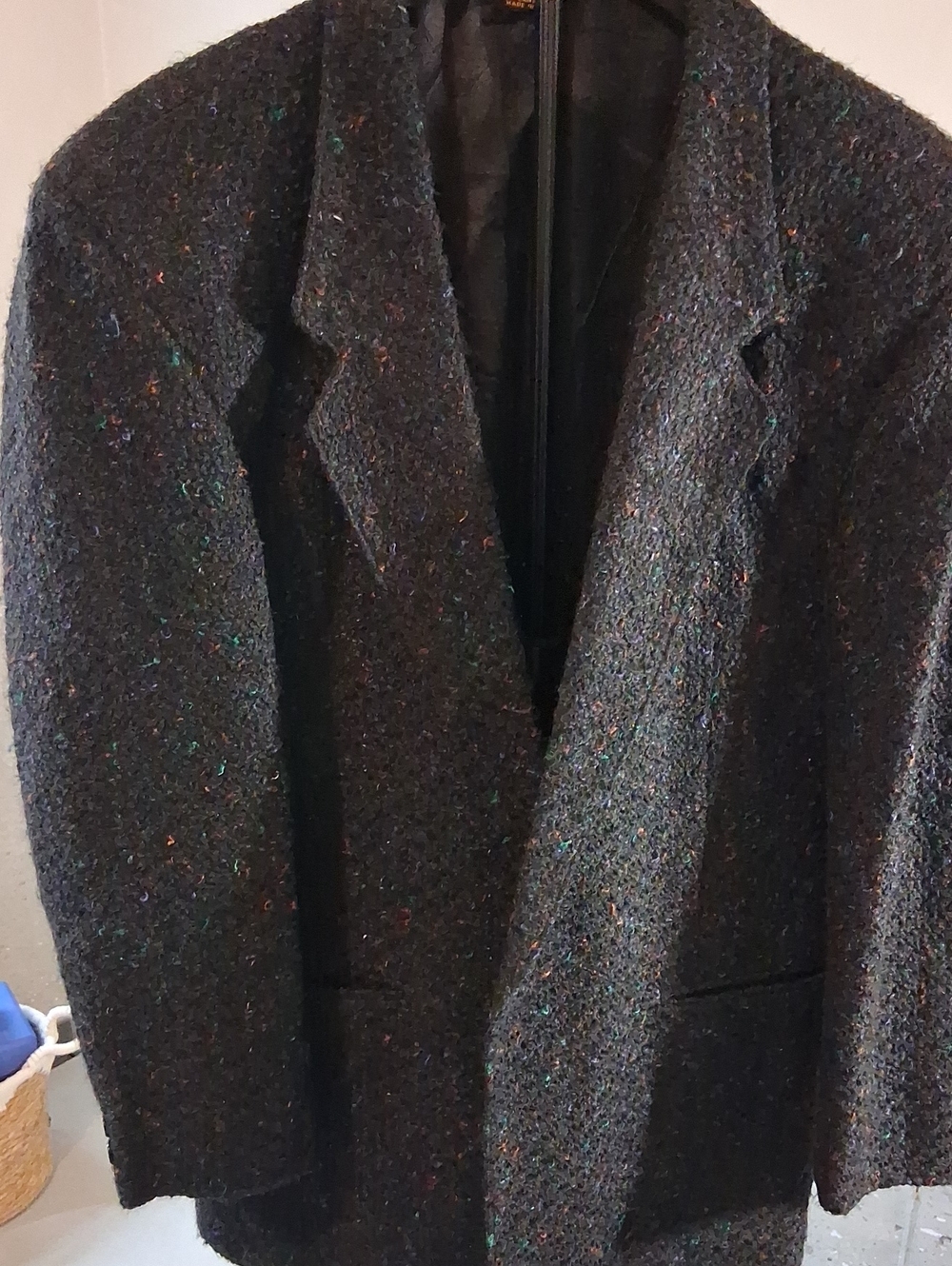 Mens Black Speckled Tweed Blazer Jacket